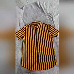 Forever 21 Black and Yellow Striped Men's Shirt